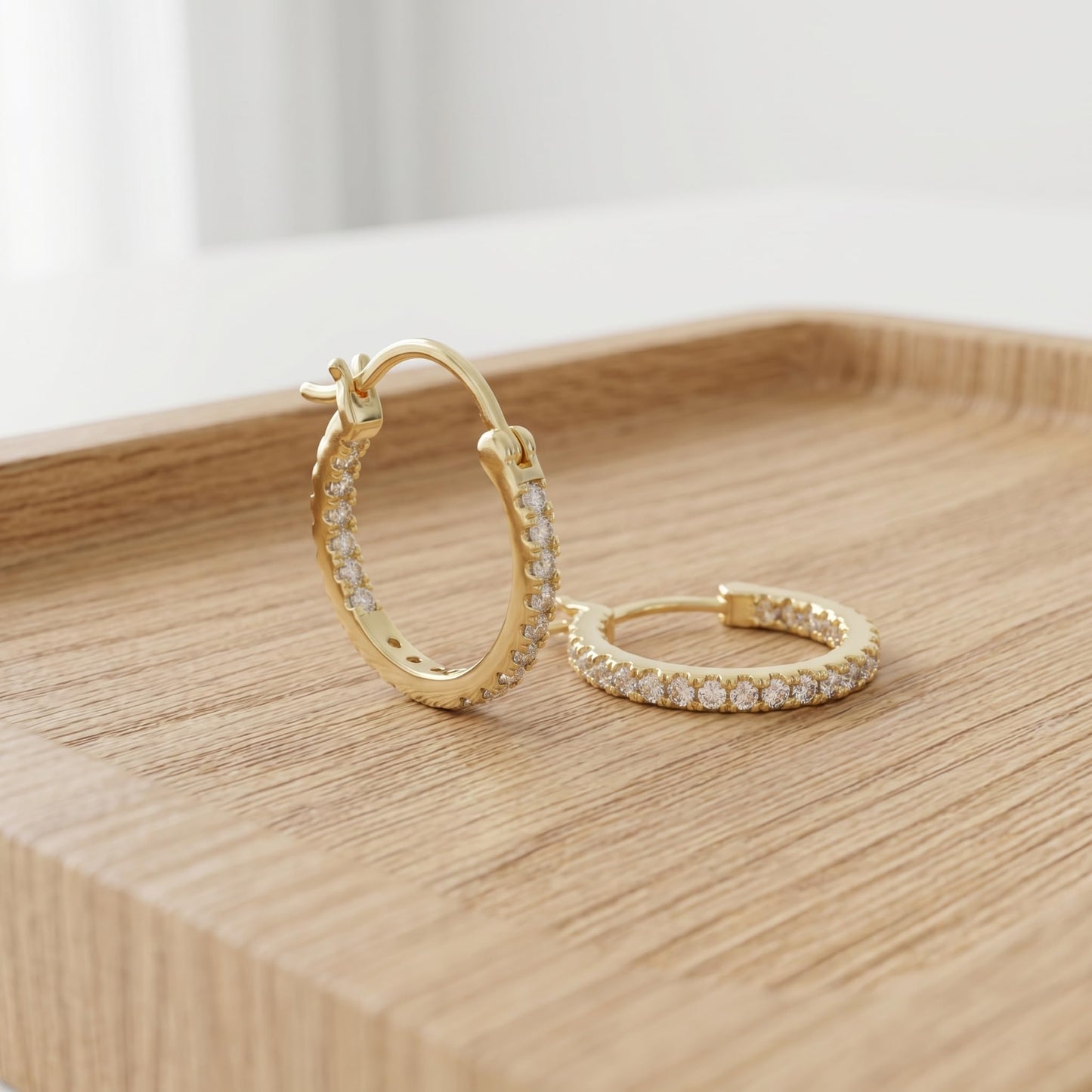 WORFRIL 14K Gold Hoop Earrings for Women Cubic Zirconia Pave Round Hoops Sparkling Lightweight Huggie Style Elegant Jewelry 30mm