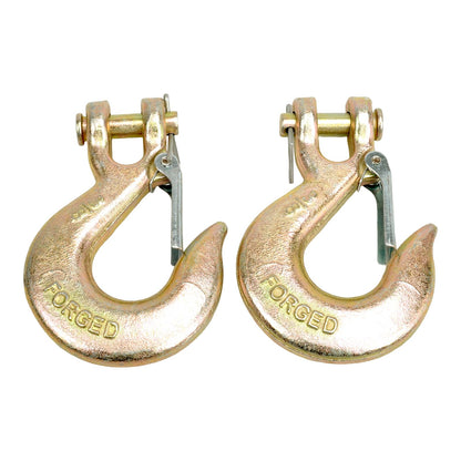 TBAPFS 2 Pack 3/8" Inch Clevis Grab Hooks G70 Steel Chain Slip Hook with Safety Latch 18000 Lbs Capacity Working with Towing and Chain