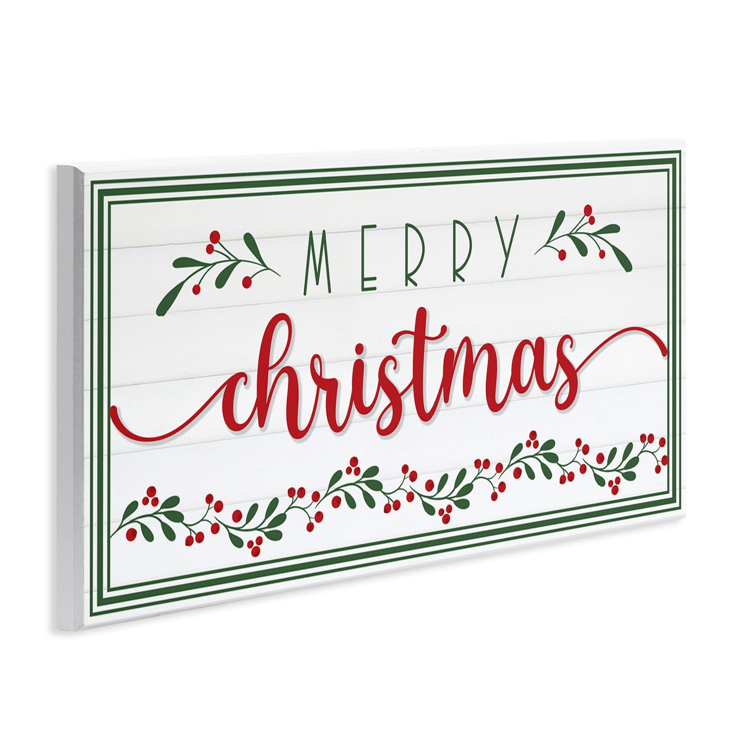 Stupell Industries Merry Christmas Phrase Festive Floral Holly Detail