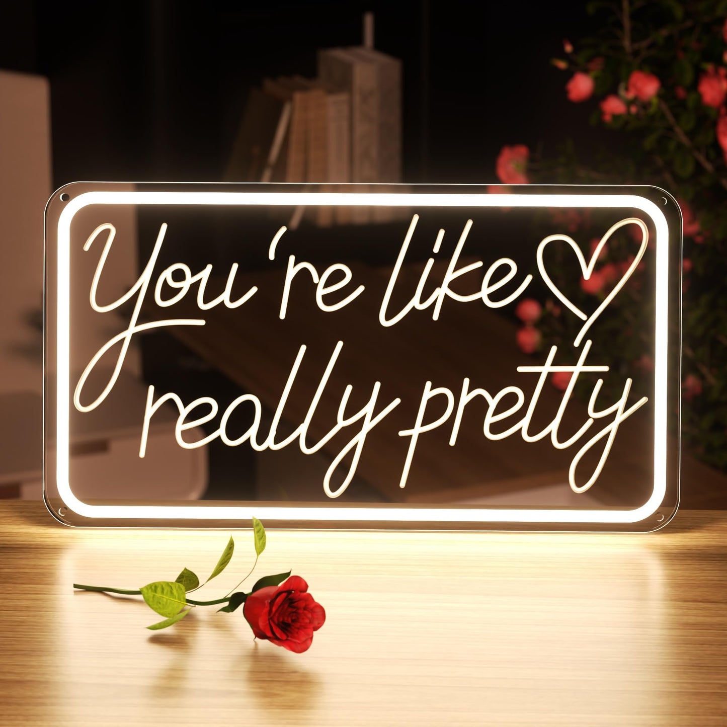 You're Like Really Pretty Neon Signs for Wall Decor, LED Neon Sign Aesthetic Room Decor for Teen Girls Neon Lights Signs for Bedroom, Salon, Wedding Party Pink Neon Name Sign