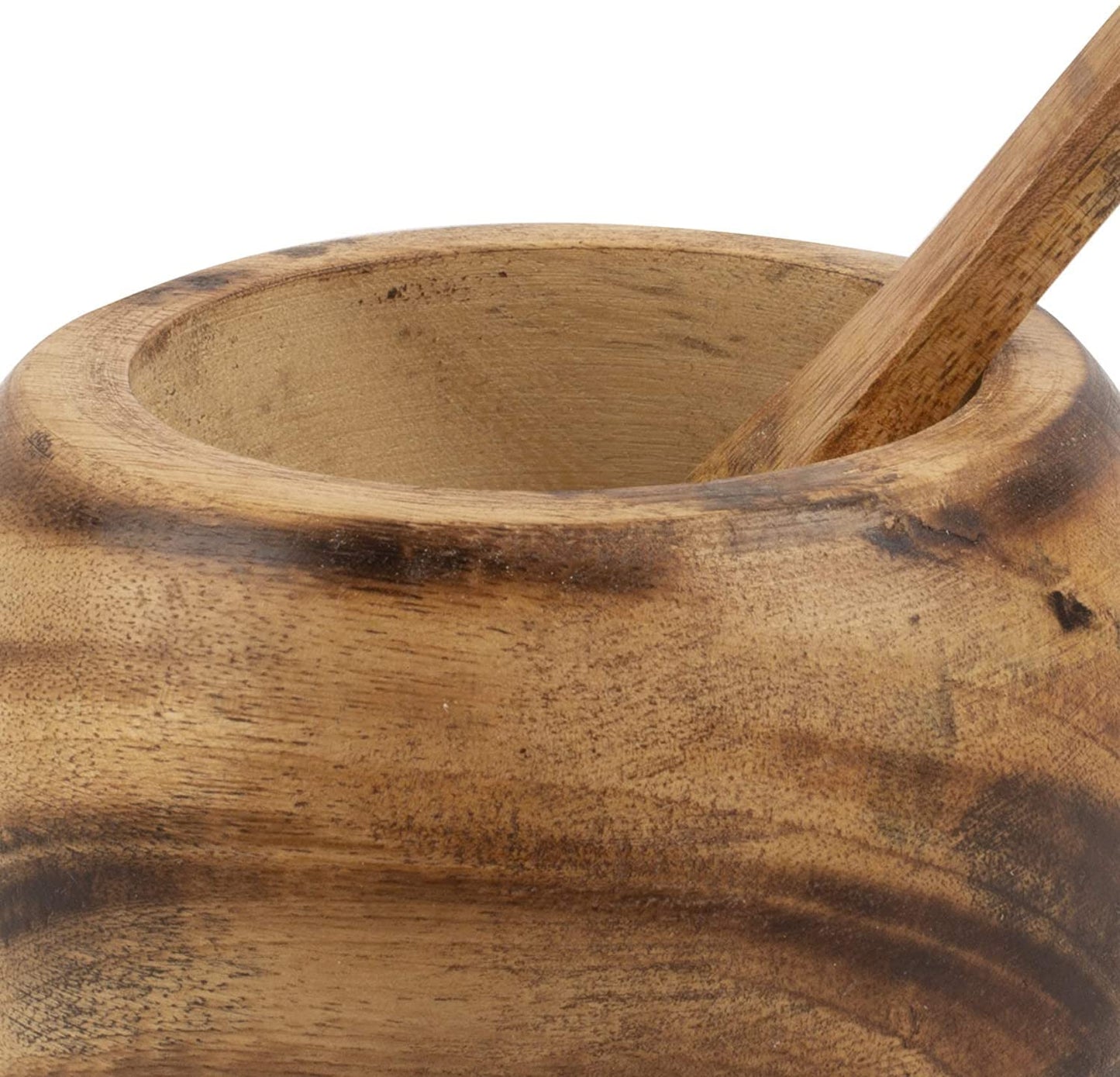 Decorative Rustic Wooden Sugar Bowl & Spoon With Lid Wide Mouth Candy Treat Jar Spice Jar Holder Condiment Nuts Serving Bowl Pot Salt Spice Herb Loose Leaf Tea Storage Container Novelty Home & Kitchen