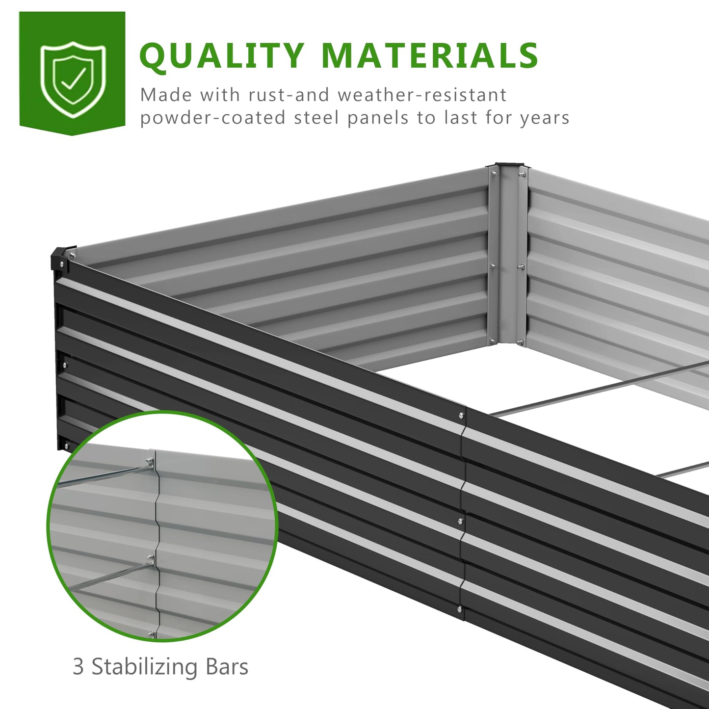 Henshwon 2PCS 10x3x1ft Galvanized Raised Garden Bed Kit,Metal Planter Box for Vegetables,Flowers,Herbs Durable Rust-Resistant Patio Gardening Beds,Black
