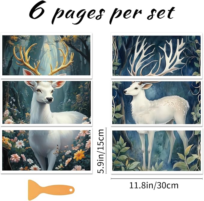 6 Sheets Forest Deer Rub on Transfers