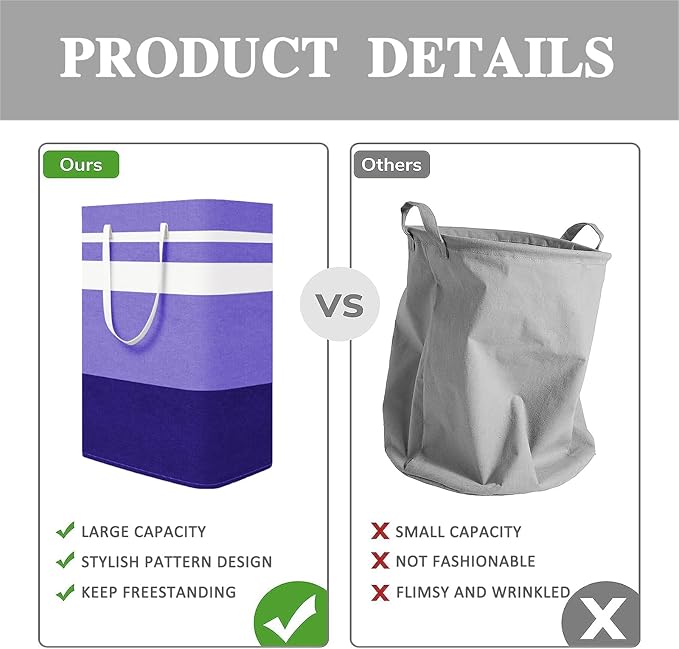 2-Pack Foldable Laundry Basket, Large Laundry Baskets