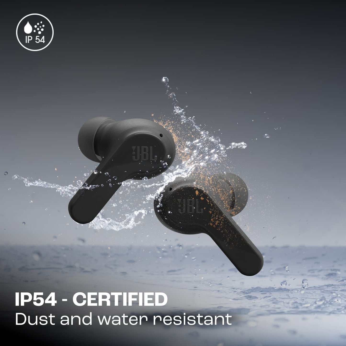 JBL Wave Beam In-Ear Wireless Earbuds with IP54 and IPX2 Waterproofing, Hands-Free Calling and 32-Hour Battery Life, Black