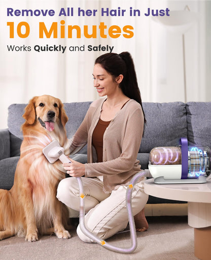 oneisall Dog Grooming Kit with 12 Kpa Vacuum,Dog Vacuum Groomer Suction 99% Pet Hair,Dog Vacuum Brushes,Dog Hair Remover for Shedding and Tangled Hairs
