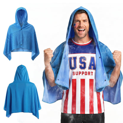 MBVOICO Cooling Hooded Beach Towel Cloak for Men Women - Double Layer PVA Fabric Cool Towel Cape, Instant Cooling Soft Ice Towelfor Beach Yoga Camping (Blue)