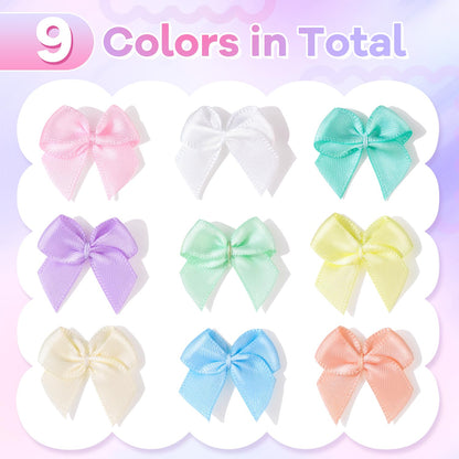 220PCS Tinkrstuff Macaroon Mini Bows for Crafts, 1" Fabric Small Bows for Decoration,Satin Ribbon Tiny Bow for Clothes Ornament, Cute Christmas Tree Bows &Thanksgiving Gifts Party Cake Balloon Decor