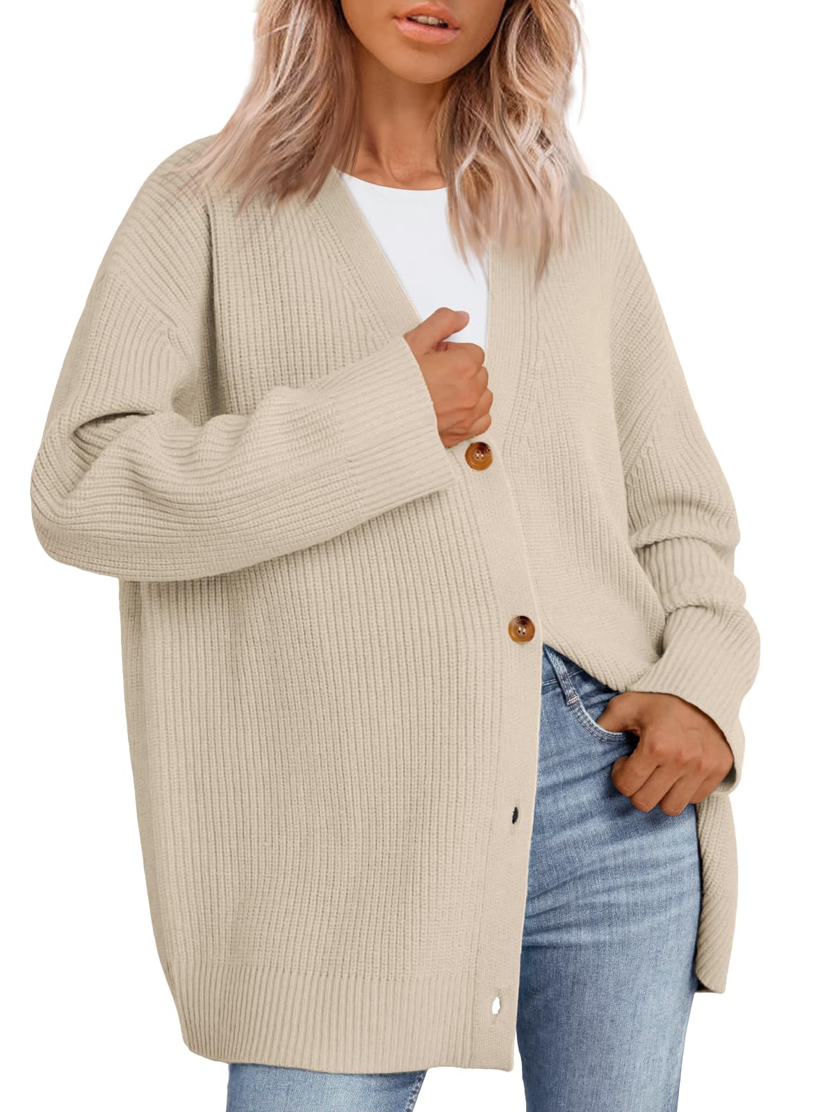 LILLUSORY Women Oversized Cardigan Sweater 2025 Fall Outfits Cloth Fashion V Neck Knit Button Front Casual Trendy Tops