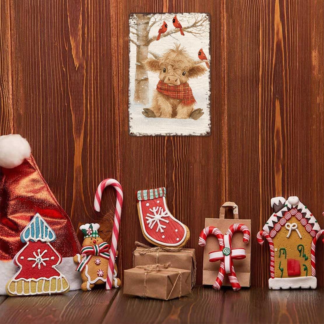 Vintage Christmas Metal Sign 8X12inch-Enhances Holiday Spirit in Home Bar Cafe Restaurant