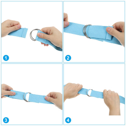 PATIKIL Yoga Strap for Stretching 6 Feet, 6Pcs Cotton Yoga Belt with Adjustable Metal D-Ring Buckle Stretch Bands for Fitness Pilates, Black/Drak Grey/Light Grey/Khaki/Sky Blue/Yellow