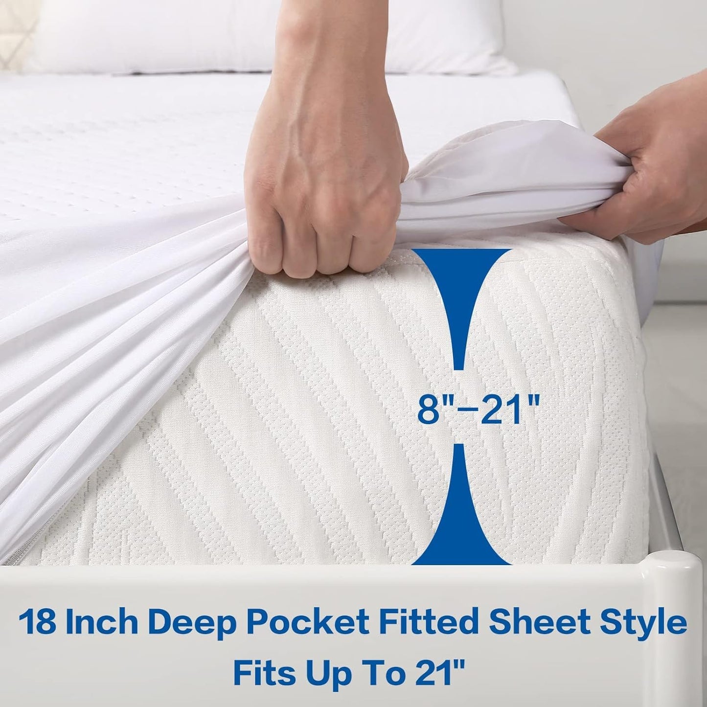 MERITLIFE Waterproof Twin Mattress Protector Waterproof (White,39"x75")