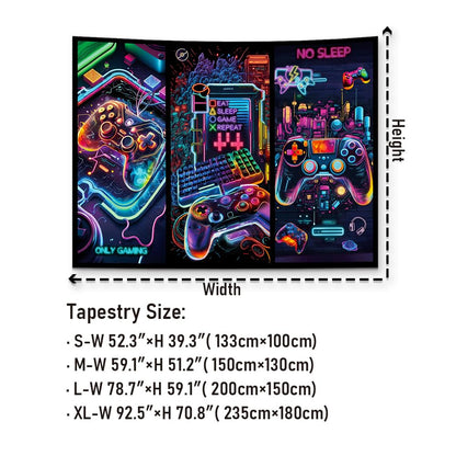 Galoker Blacklight Gaming Tapestry Cool Neon Game Controller Tapestry UV Reactive Gamer Player Wall Tapestries Funny Art Gaming Poster Tapestries Wall Hanging for Home Decor