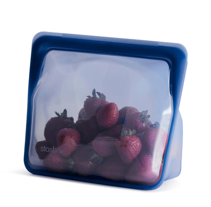 Stasher Premium Silicone Reusable Food Storage Stand-Up Mid Bag, Clear, Microwave, Sous Vide, Dishwasher, Oven and Freezer Safe, BPA Free, Leak-free, Eco-friendly, 56 Oz