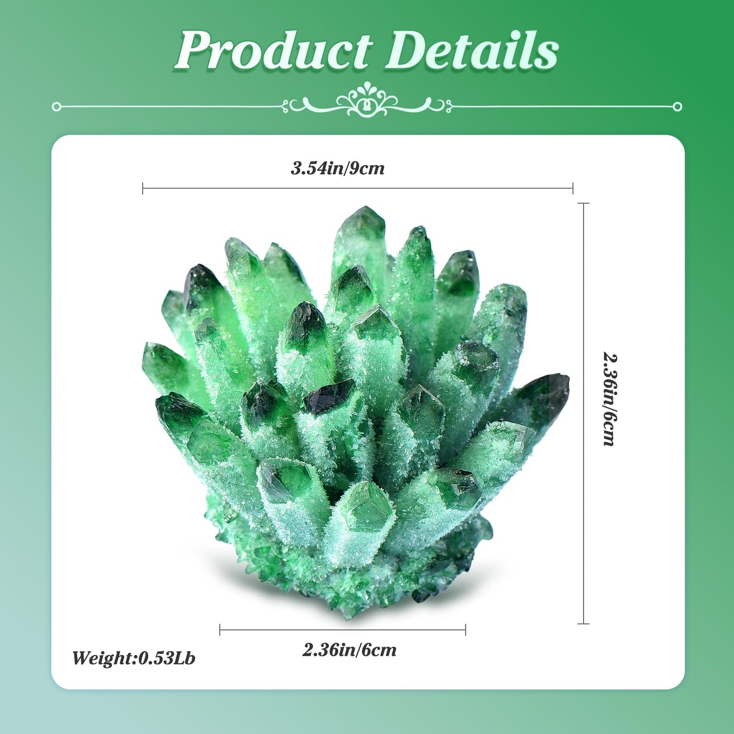 Natural Crystal Cluster Clear Quartz Mineral Crystal Cluster Cluster Healing Ornament Hue Reflection Feng Shui Home Decor (Green)