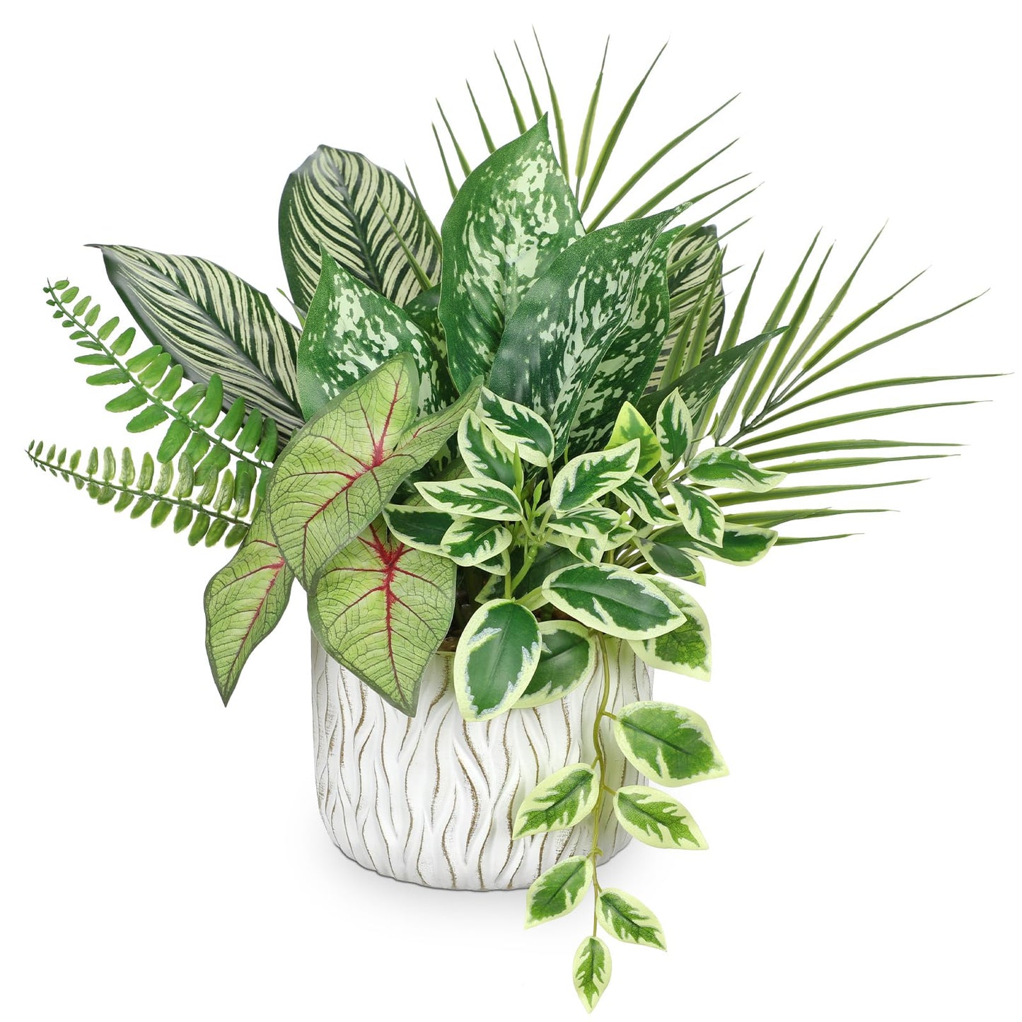 Fake Plants 12.9" Artificial Potted Plant Assorted Faux Plants in Pot Silk Plants Artificial Plants Indoor for Home Living Room Bedroom Bathroom Office Desk Table Centerpieces Shelf Greenery Decor