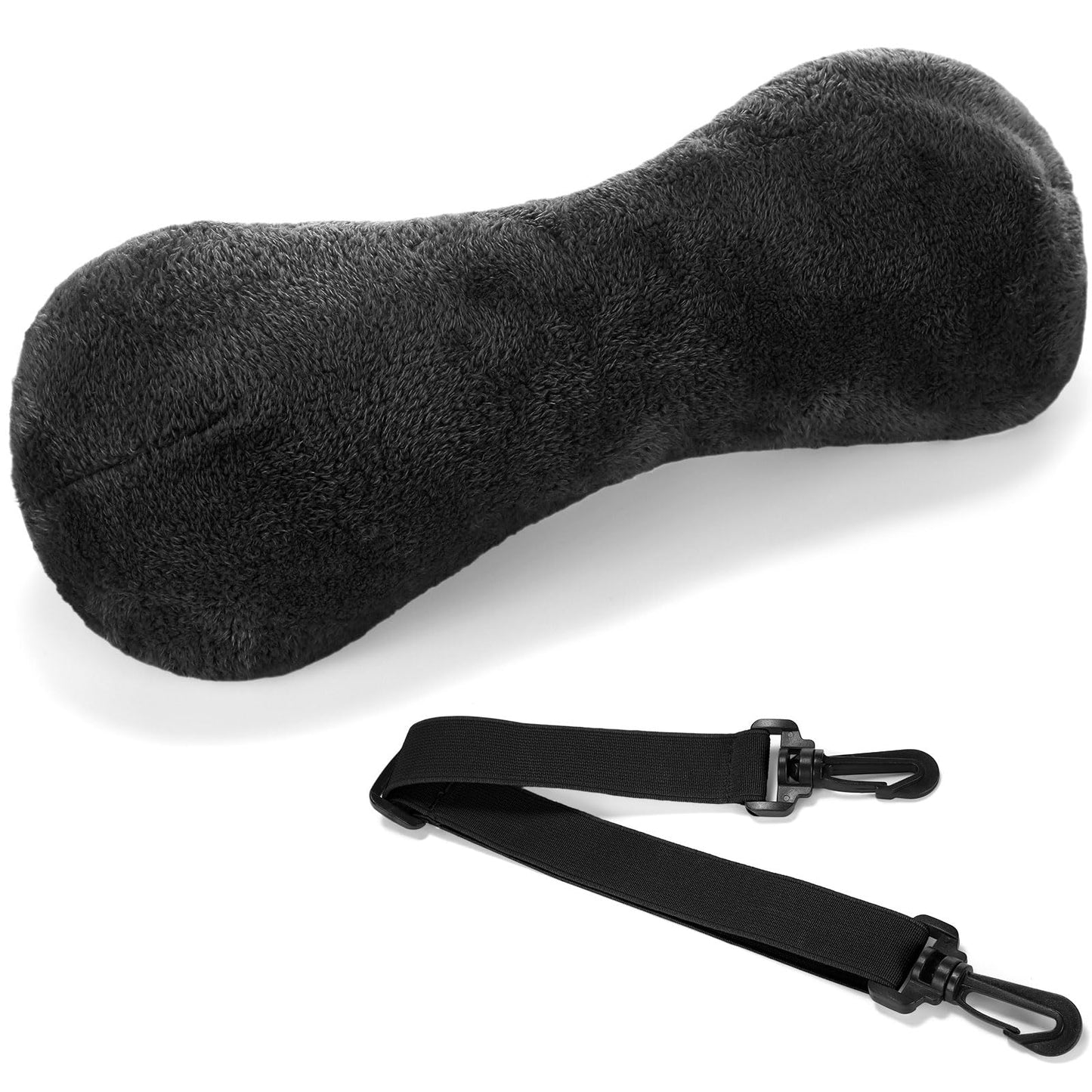 1 Pc Neck Pillow for Recliner Headrest Pillow Bone Shaped Chair Plush with Adjustable Strap Neck Support and Pain Relief Curve Head Cushion for Car Travel Airplane (Grey)