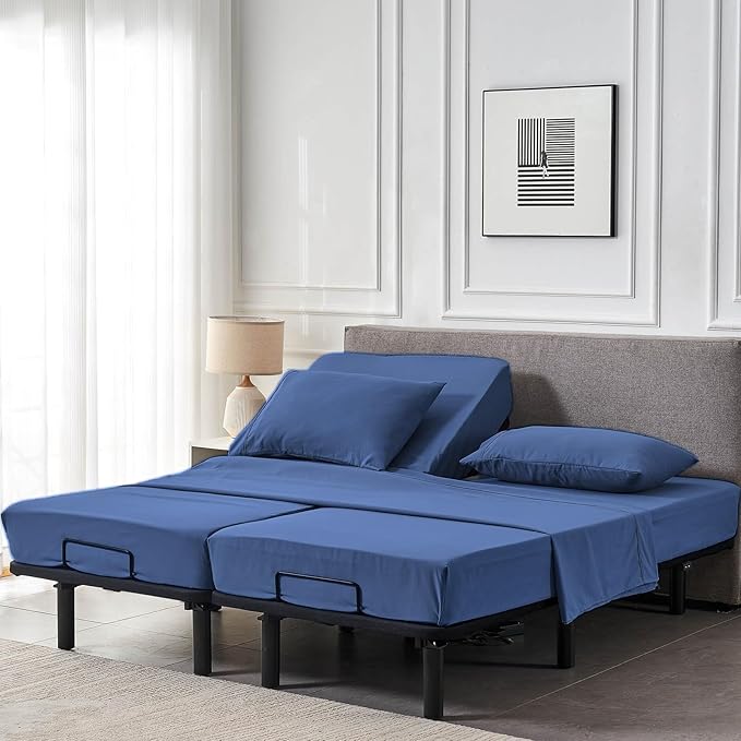 Kingnex Split Queen Sheets for Adjustable Bed Soft 1800 Microfiber 5 Pieces