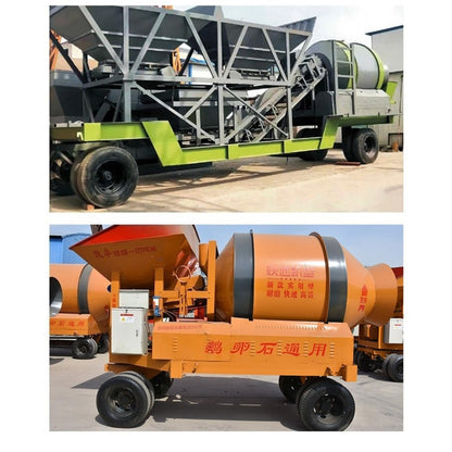 Mobile Aggregate Batching Plant, Portable Cement Mixing Station with Control System and Discharge Structure, Compact Concrete Mixer Unit