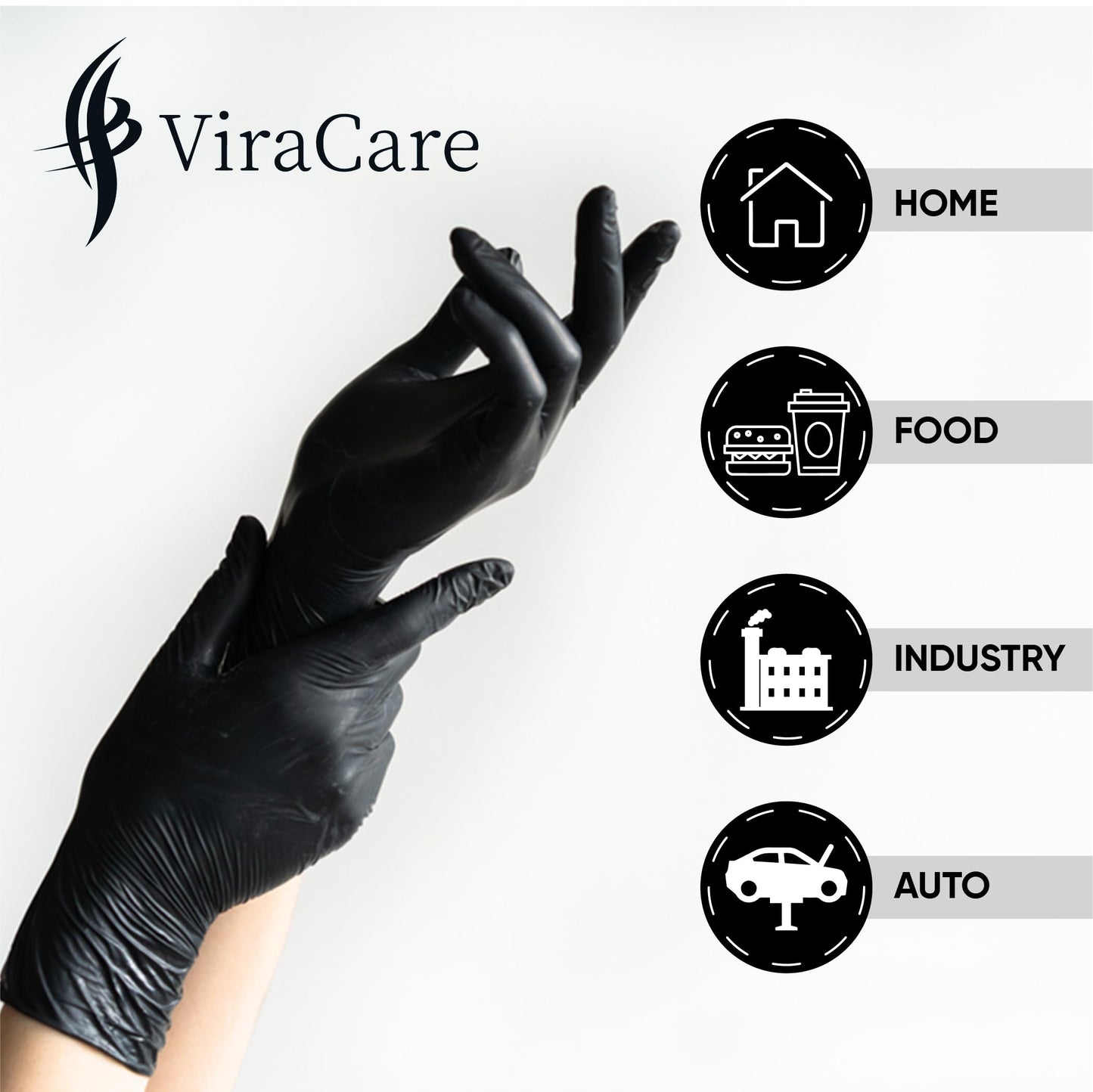500 x Black Disposable Gloves | Vinyl Gloves Disposable | Latex free Gloves | Powder Free Gloves | Black Gloves Disposable | Strong And Non-Sterile | (Large, 5 Packs of 100)
