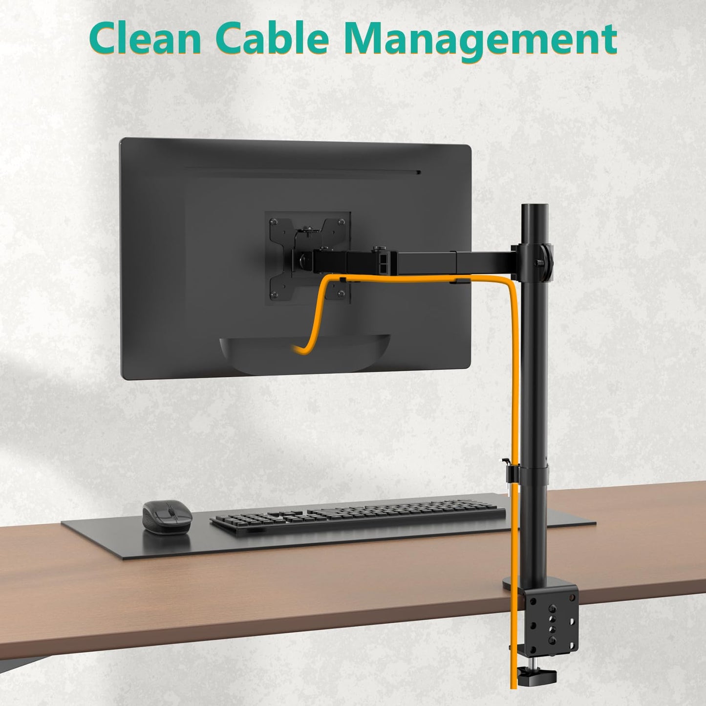 WALI Monitor Arm Mount for Desk, Single Extra Tall Computer Desk Mount, Monitor Bracket Mount Stand Single, up to 32 inch, 22 lbs (M001XL), Black