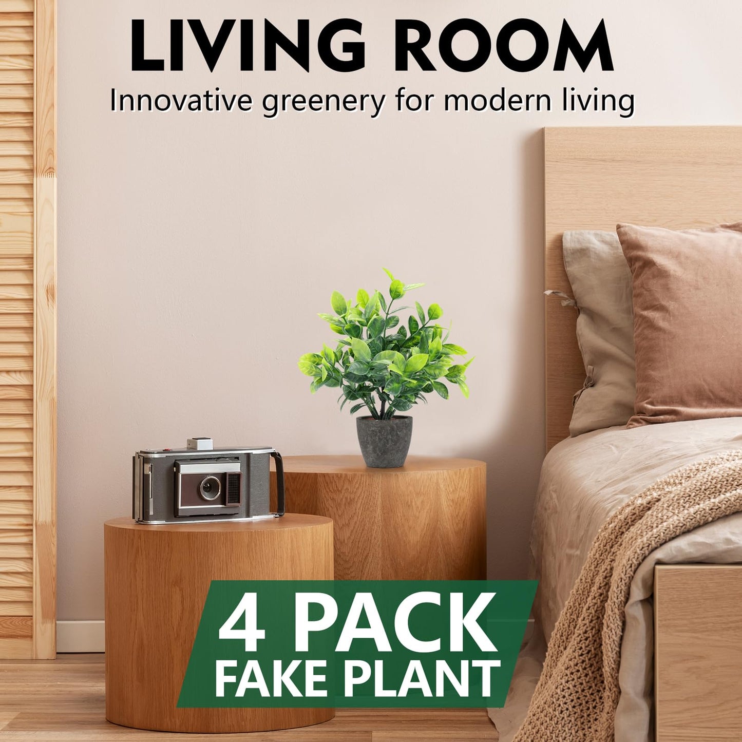 FAVOWREATH 4 Pack Fake Plants Ceramic Mini Artificial Greenery Potted Plants for Home, Office, Room, Farmhouse, Indoor Table, Bathroom Decor