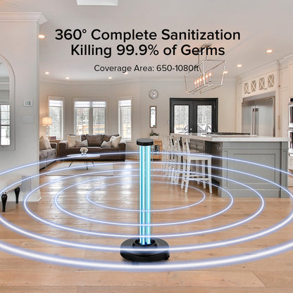 SANSI 100W UVC Disinfection Cart with Wheels, Portable Mobile UV Light Sanitizer with Remote & 3 Timer Settings, Ozone-Free, 99.9% Germ Kill in 30 Mins for Large Space, Home, Hotel, School