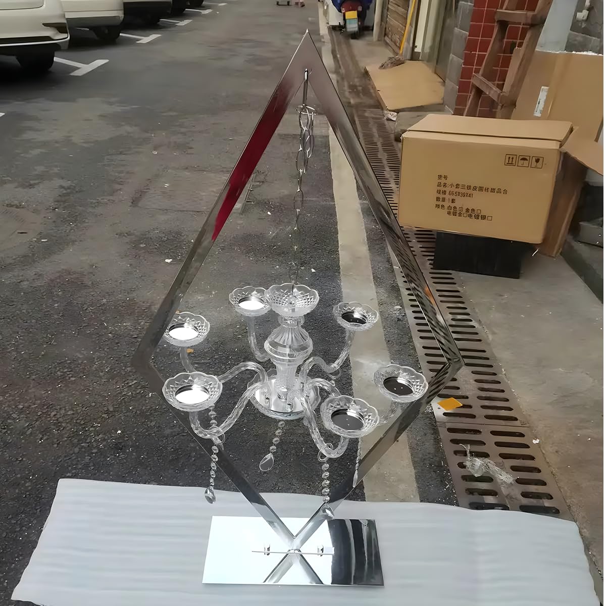 JJMNKMN Metal Creative Diamond Candle Holder European Wedding Romantic Candle Holder Western Food Table Decoration Wedding Props (Sliver, 2PCS)
