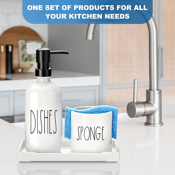Dish Soap Dispenser for Kitchen, Ceramic Dish Soap Dispenser
