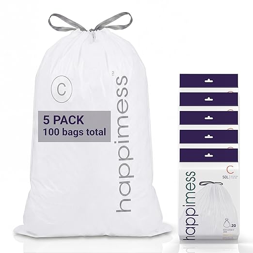 happimess 13.2 Gallon Drawstring Trash Bags, Heavy Duty LDPE Liners