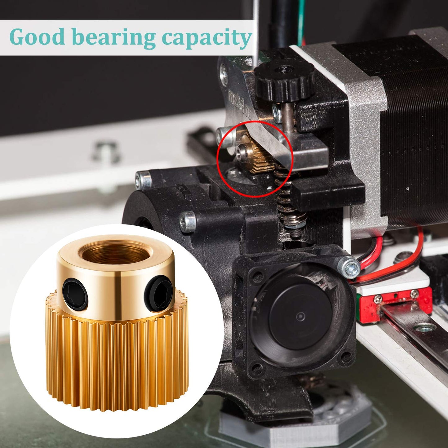 10 Pcs Extruder Wheel 3D Printer Parts Drive Gear Brass Extruder Wheel Gear Compatible with CR-10, CR-10S, S4, S5, Ender 3, Ender 3 Pro (40 Teeth)