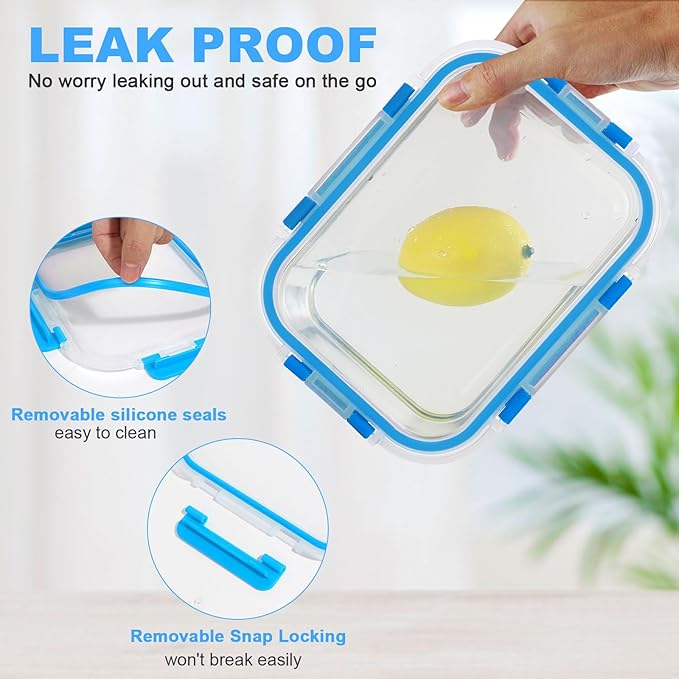 30 Pieces Glass Food Storage Containers, Meal Prep Set