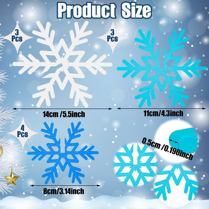 Qunclay 20 Pcs Wooden Snowflake Decorations 3D Snowflake Tabletop Decor Winter Signs and Centerpiece for Winter Wonderland Decorations Xmas Tiered Tray Decor(Dark Blue, Light Blue, White)