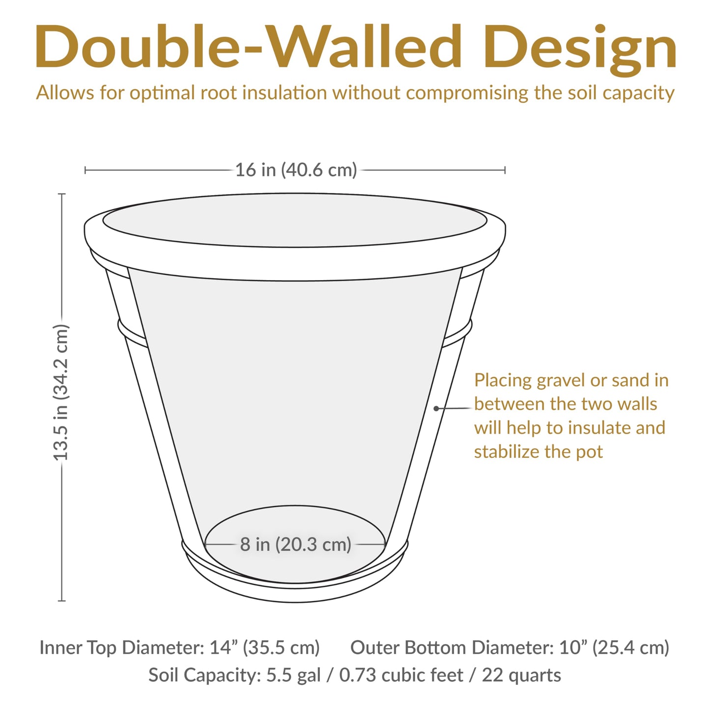 Sunnydaze 16-Inch Arabella Large Plastic Pot for Plants - Outdoor Double-Walled Polyresin Large Plastic Planter with Drillable Drainage Holes - Rust