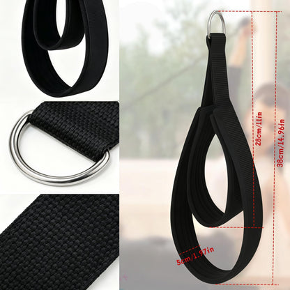 2Pcs Pilates Straps D-Ring Double Loop Exercise Straps for Reformer, Home Gym (Black)