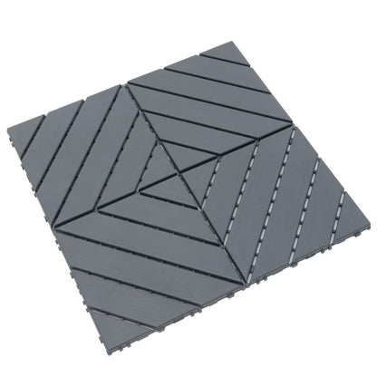 44-Pack Interlocking PP Deck Tiles, 12"x12"x 0.8" Waterproof Flooring, All-Weather Anti-Slip Patio Tiles for Indoor/Outdoor,Poolside, Garden, Balcony, Patio – Easy DIY Installation,Dark Gray C