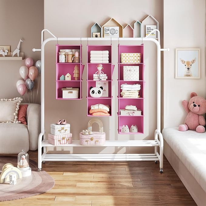 YOUDENOVA Hanging Closet Organizer, 5-Shelf Closet Hanging Storage Shelves
