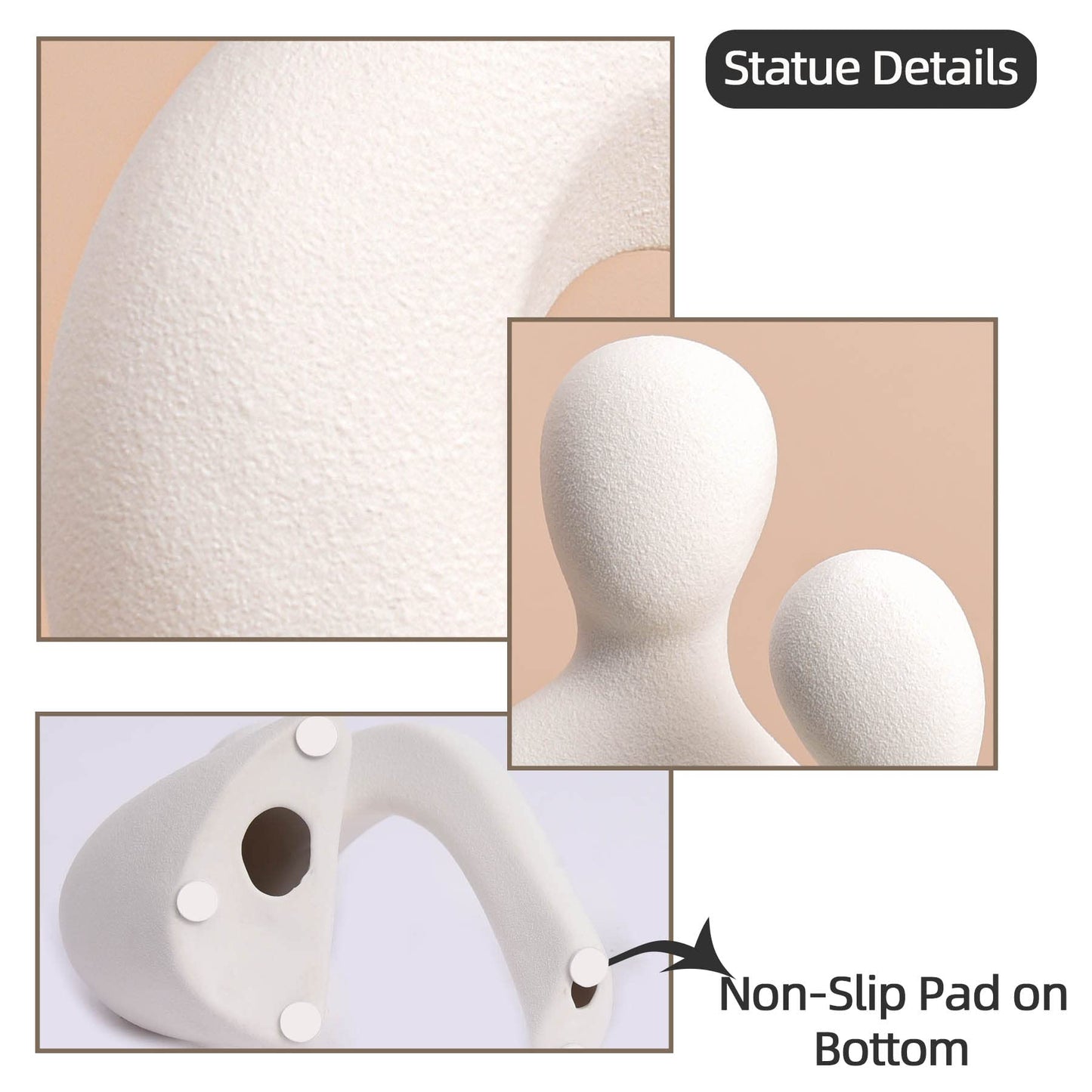 Quoowiit Ceramic Couple Sculptures for Home Decor, Abstract Lover Statue for Shelf, Office, Living Room, Bedroom, Gifts for Anniversary, Valentine's Day, Birthday (White)