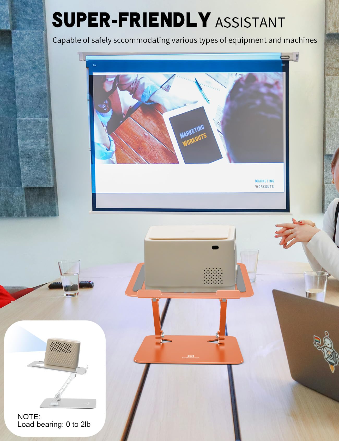 ToBeoneer Laptop Stand, Ergonomic Adjustable Computer Stand for Collaborative Work, Foldable and Portable Heat Sink Computer Stands, Fits up to 15.6-inch Laptops (Orange)