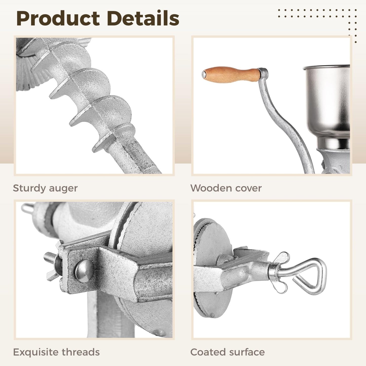High Hopper Corn Grinder, Iron Grain Grinder Manual Coffee Grinder, Hand Grinder with Large Hopper for Barley Wheat Berries Coffee Chickpeas Pepper Dried Beans, Animals Feed Home Brewing