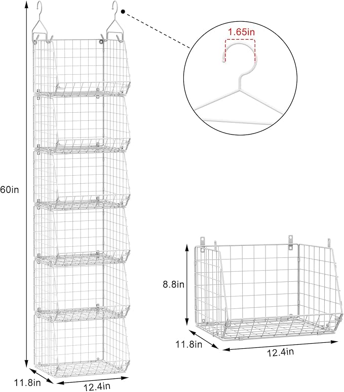 X-cosrack 6 Tier Closet Hanging Organizer, Clothes Hanging Shelves