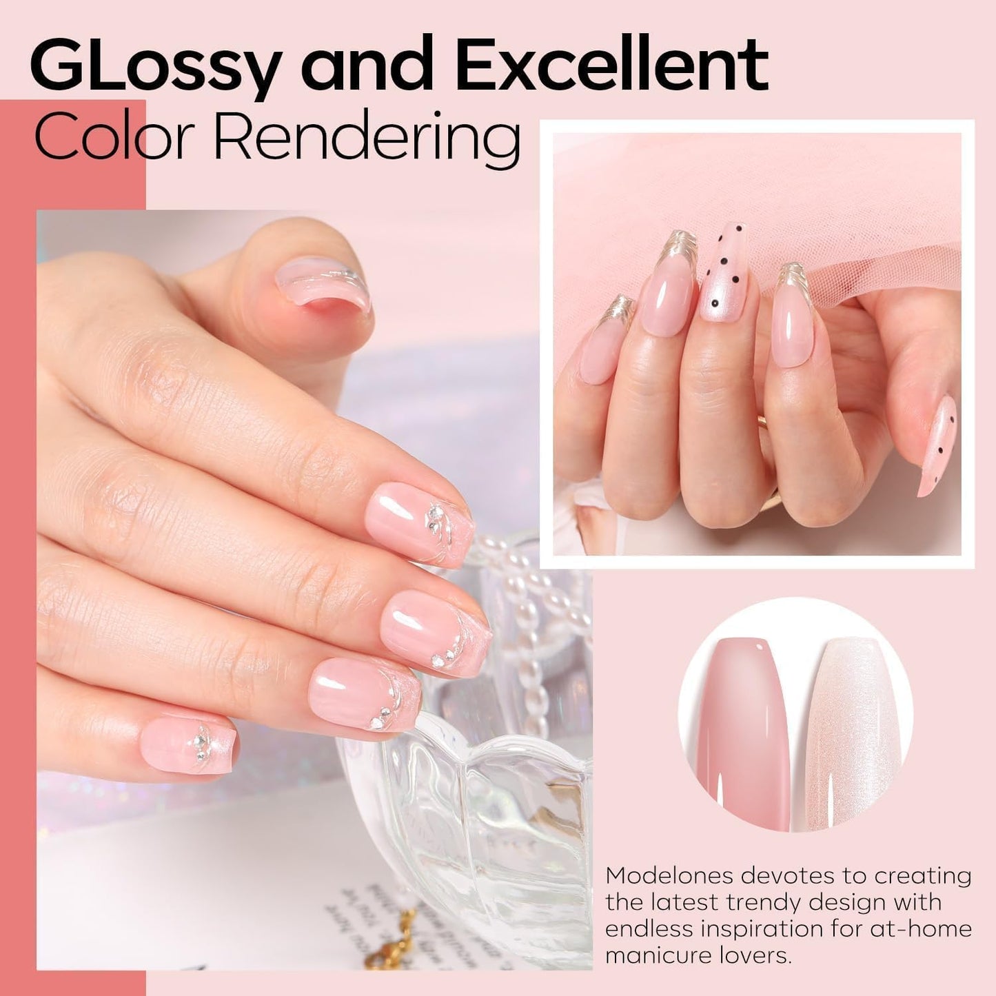 modelones Gel Nail Polish Set 2 Pcs 15ml French Manicure Kit White Nude Pink Jelly Sheer Gel Polish Soak Off UV LED Classic French Tip Gel Polish Natural Nail Art DIY Gift for Women