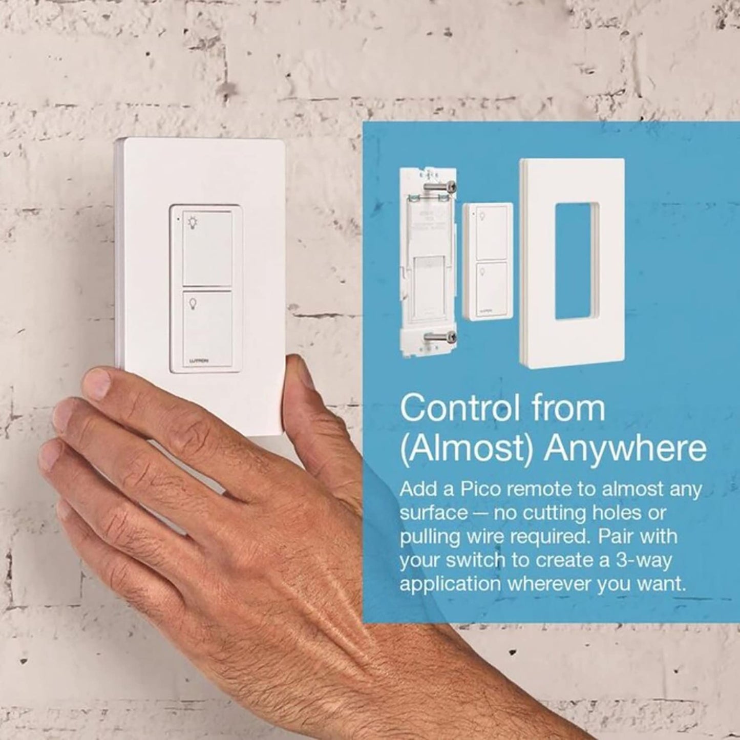 Lutron Caseta Original Smart Light Switch (Lutron Smart Hub Required), for Home, LED Lights, and Fans, 6 Amp, Single-Pole/3-Way, Neutral Required, PD-6ANS-WH, White