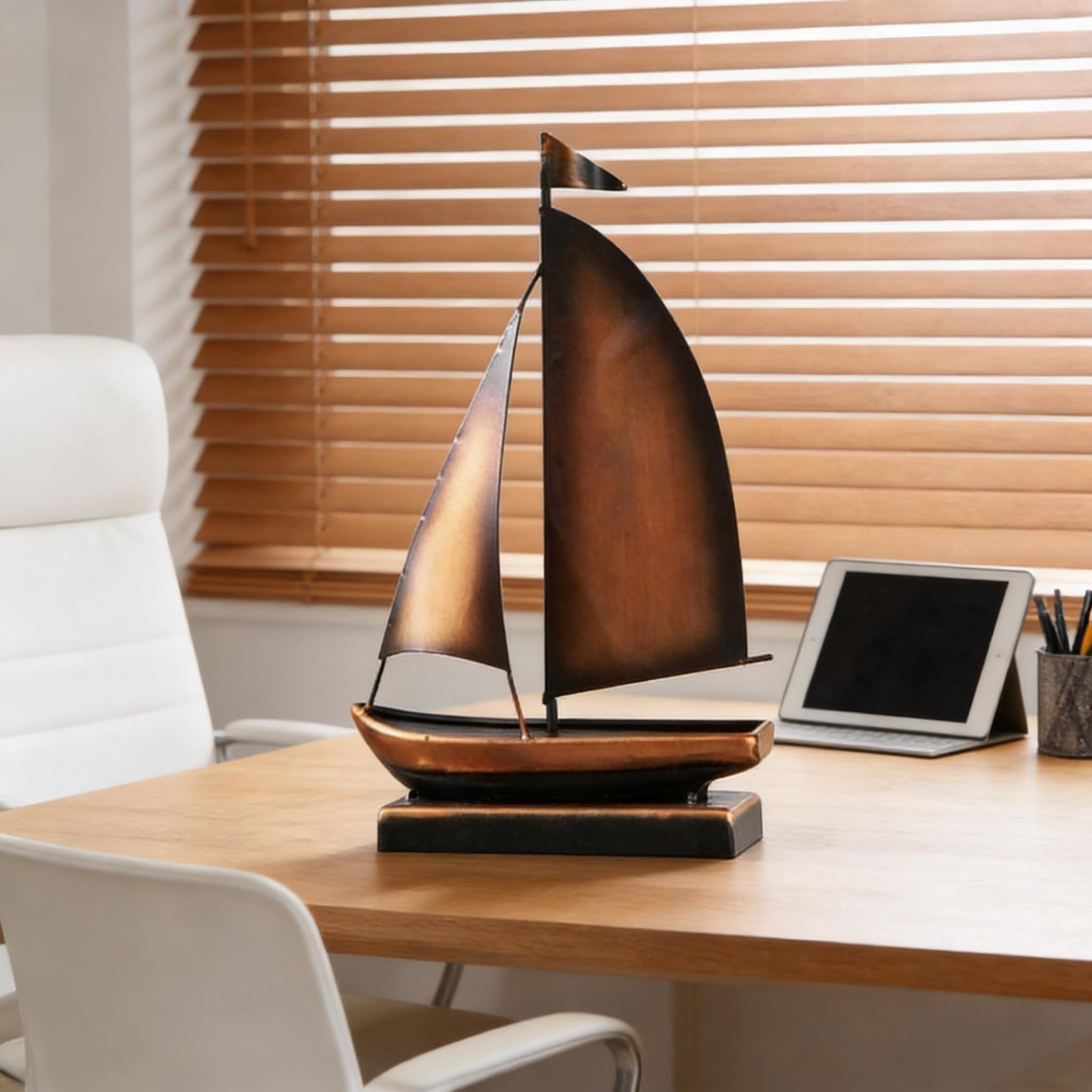 XGZY Iron Sailboat Ornament Decor,Small Ship Model Decorations for Coastal,Nautical Bathroom,Modern Farmhouse,Living Room,Shelf,Desk Accessories for Men (C)