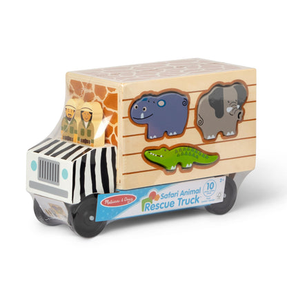 Melissa & Doug Wooden Shape Sorter Rescue Truck | Animal Puzzle Toy for Toddlers, Early Learning Play Set | Age 2+