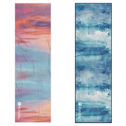 Eunzel 2 Pack Cooling Towel, Ice Towel for Neck, Soft Microfiber Chilly Towel Stay Cool for Sports, Yoga, Running, Gym, Workout, Biking, Camping & Outdoor Activities 40"x12", Sunset& Azure Wash