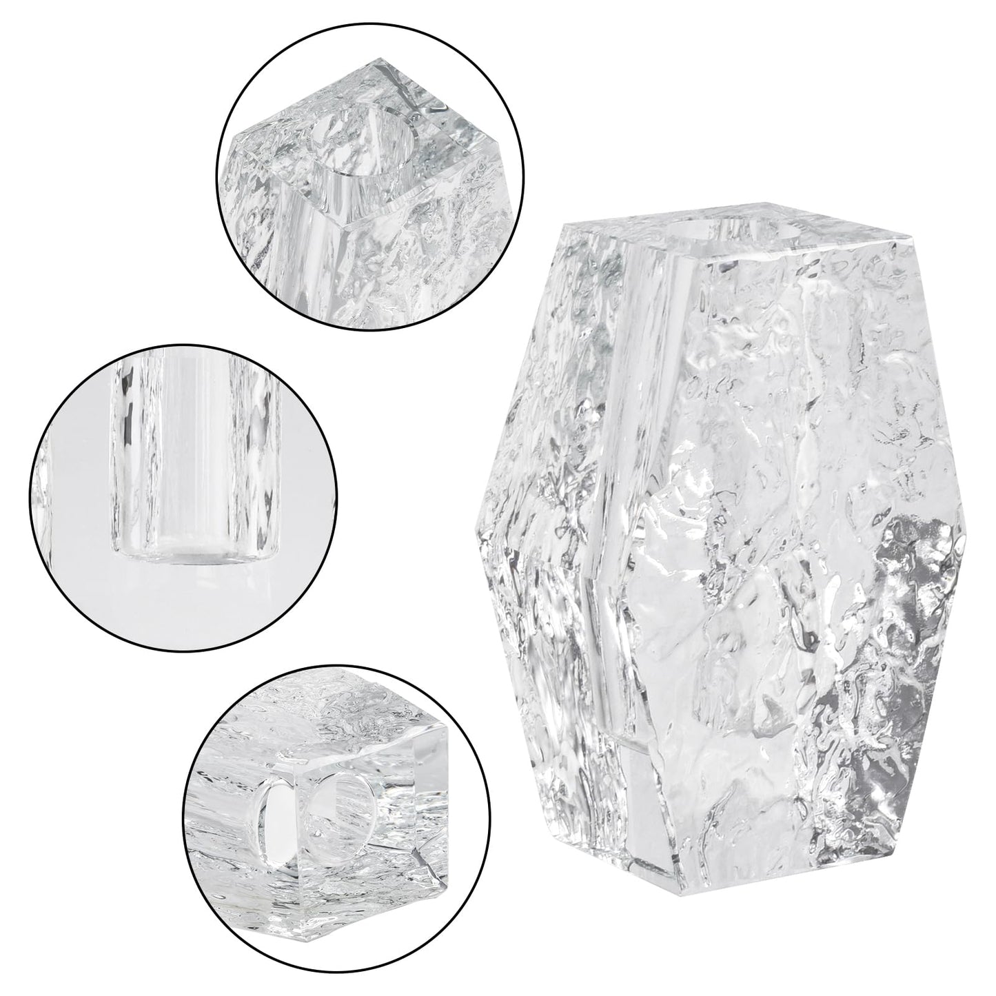 Glacier Series Crystal Vase 4.7-inch High, Modern Crystal Home Office Decor for Living Room Dining Table Centerpieces, Birthday and Wedding