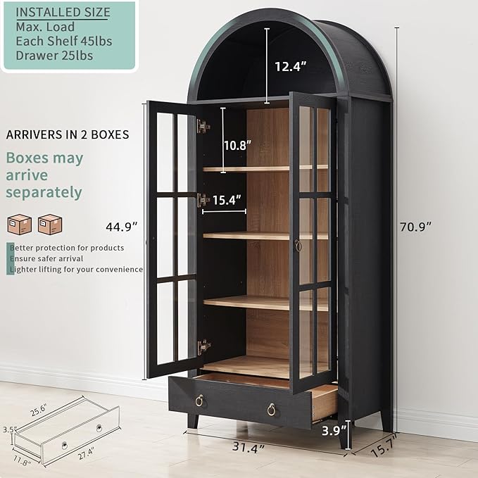 RowyPoey Farmhouse Arched Cabinet