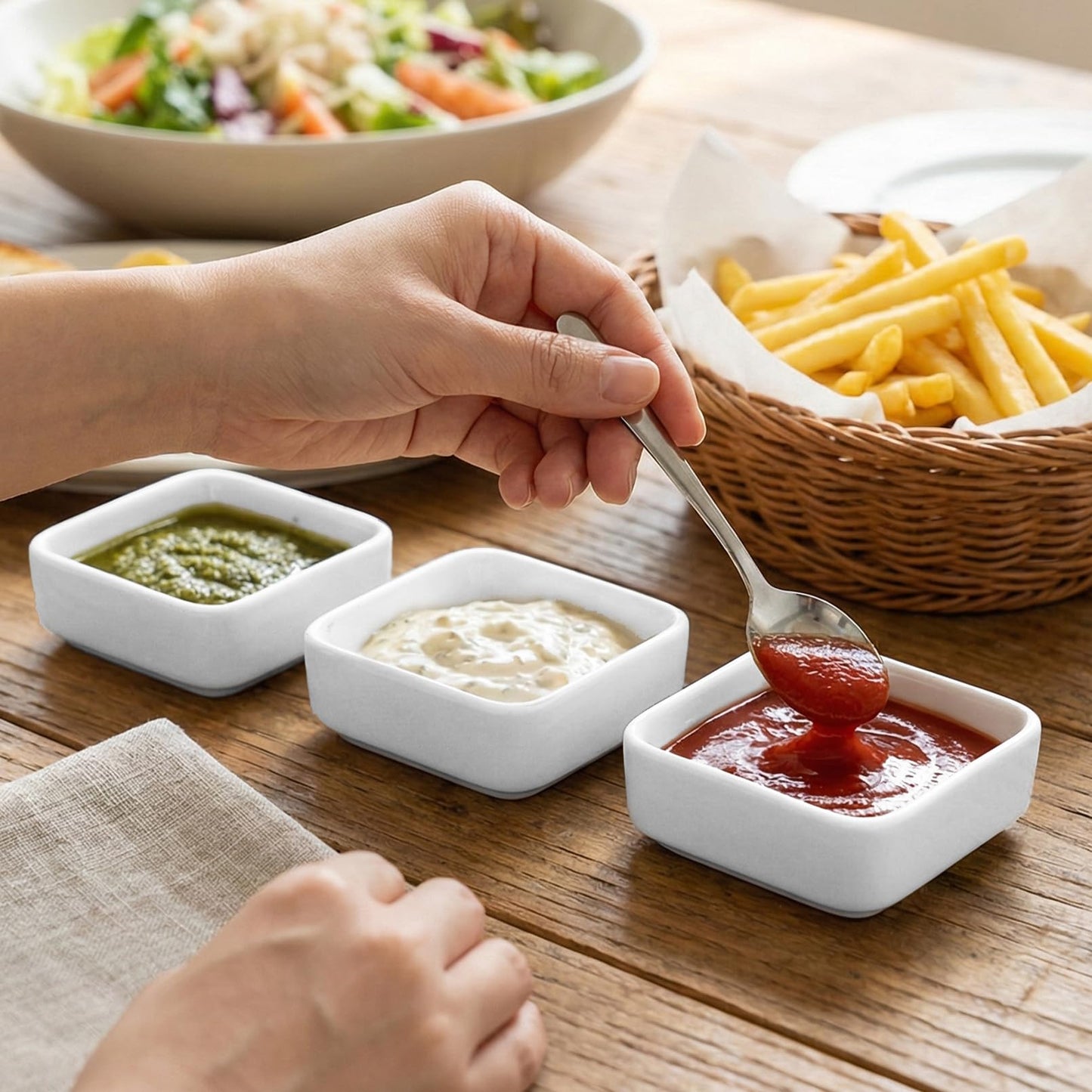 IJRPLM Ceramic Dip Bowls Set of 6, 6 Oz White Dipping Bowl, Ceramic Serving Bowl for Side Dishes, Porcelain Dipping Sauce Bowls, Soy Sauce Dishes for Soy Condiment BBQ Ketchup Sushi