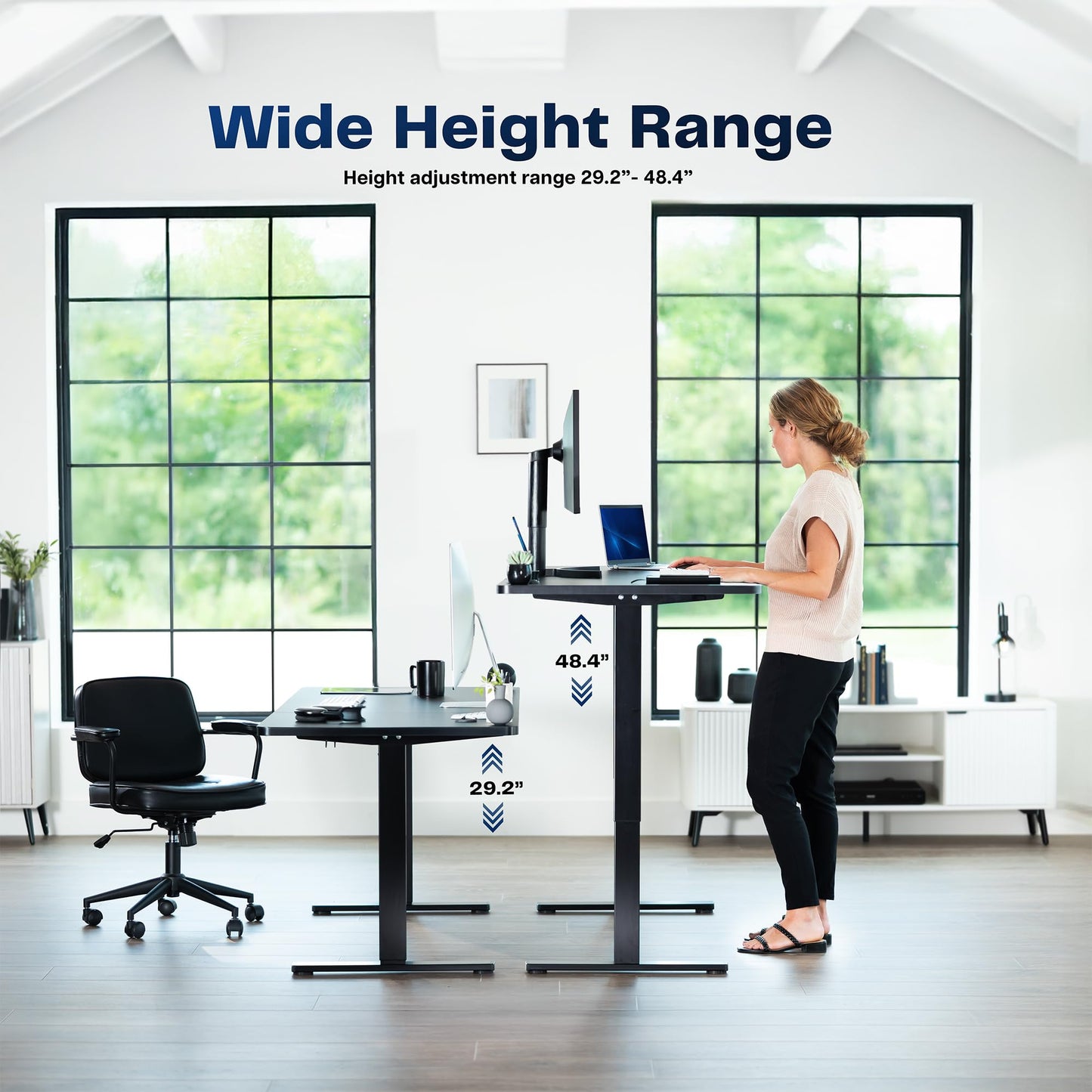 VIVO Electric Dry Erase 71 x 30 in Standing Desk, Memory Height Adjustment, 1B Series, Holds 220 lbs, Whiteboard Top Black Frame, DESK-KIT-1B7WE